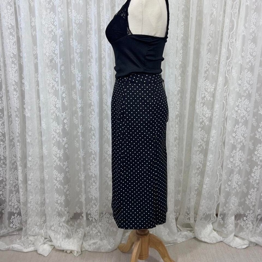 Who What Wear Black Polka Dot Midi Skirt Women's 12 NWT Pleated A‎ Line - Picture 3 of 6